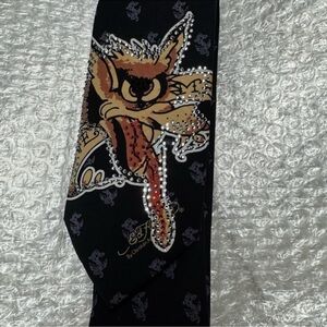NWOT Ed Hardy x Christian Audigier Wolf Tie with Rhinestone design